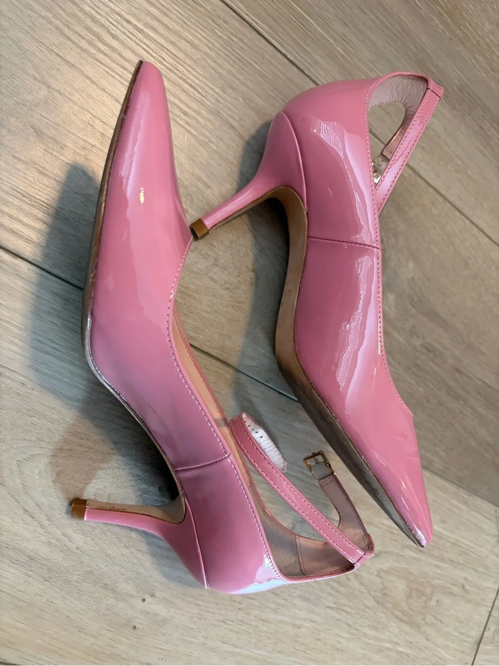 kate spade Pink Patent Pointed-Toe Pumps with Ankle Strap size 6.5